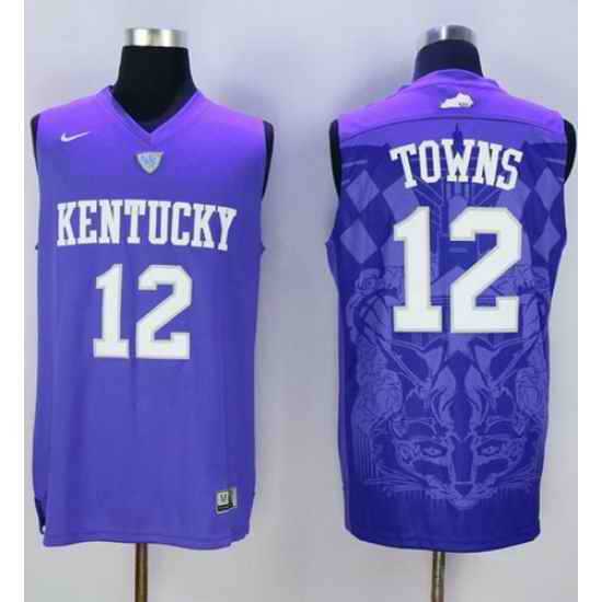 Wildcats #12 Karl Anthony Towns Blue Basketball Stitched NCAA Jersey